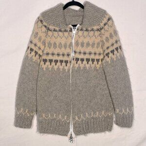 Vintage Genuine Cowichan Hand Knit Full Zip Fair Isle  Wool Sweater M